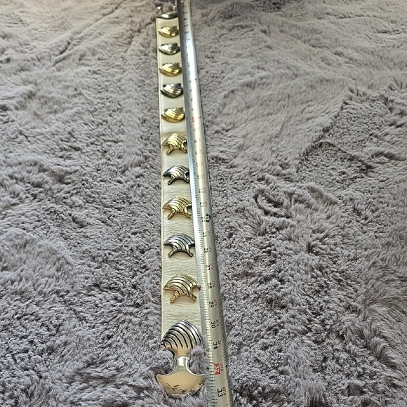VTG Two-tone mixed-metal leather stud belt by Bijoux Medici signed J.Blumenthal main image 13